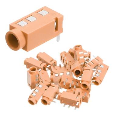 Imagem de uxcell Tomada estéreo de 20 peças, conector de áudio de 1/20.3 cm 3,5 mm 4 pinos PJ-320A PCB Mount soquete fêmea para microfone, fone de ouvido, reprodutor de mídia, leitor de MP3/MP4, amarelo