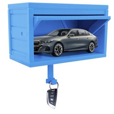 Imagem de Porta-chaves para parede, porta-chaves de garagem de carro com porta de abertura, organizador de abridor de fechadura, suporte de parede para carro de brinquedo pequeno com porta de abertura, suporte