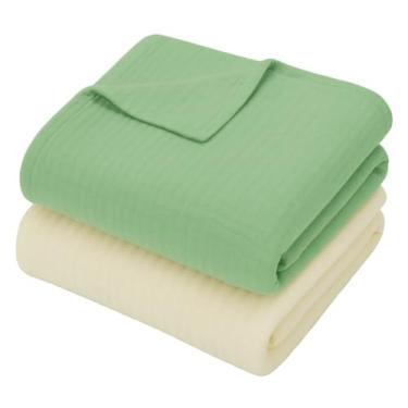 Imagem de Cobertor de musselina para bebê – camada dupla de algodão macio, leve e respirável, certificado Oeko-TEX – Cobertor para recém-nascidos, bebês, crianças pequenas – 101,6 cm x 91,4 cm – Pacote com 2