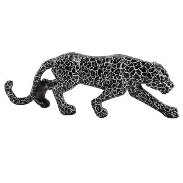 Imagem de Figuras de Leopardo no Estilo Grafite Estátua Resina com Processo Transferência Água Arte Moderna Técnica Pintura a Spray para Decoração Casa e Escritório Presentes Modernos Escultura Animal Exibição