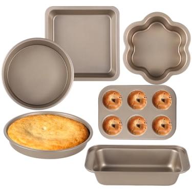 Imagem de Conjunto de assadeira antiaderente de 6 peças, assadeira de aço carbono resistente para biscoitos, muffins, torradas e bolos