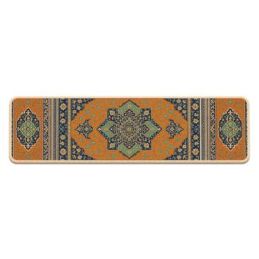 Imagem de CUTHOLLOW Escada antiderrapante para degraus de madeira internos, 1 peça de 76 cm x 20 cm capa de escada vintage macia para proteger escadas de madeira, tapete de escada antiderrapante lavável para