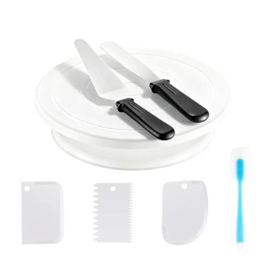 Imagem de Kit de suprimentos de decoração de bolo com toca-discos de bolo, espátula offset, servidor de bolo, gelo suave, espátula de silicone e outras ferramentas de cozimento (7 peças)