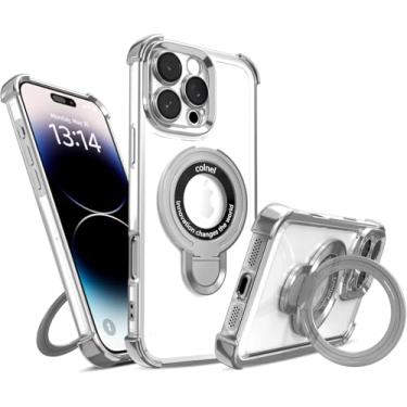 Imagem de Likuofiw Capa magnética para iPhone 15 Pro Max com proteção total da lente da câmera (compatível com MagSafe), à prova de choque, fina, galvanizada, amortecedor, transparente, suporte invisível
