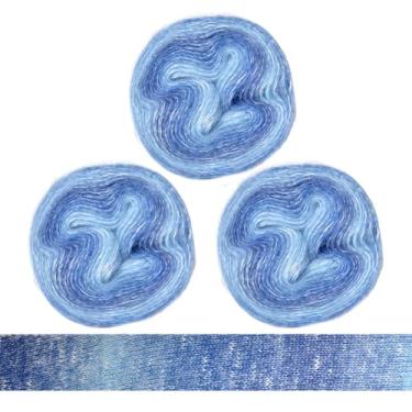 Imagem de 3 novelos de fio de mohair de seda para tricô macio e fofo para crochê, tricô à mão, fio felpudo para suéter faça você mesmo, cachecol, roupas para clima frio, 50 g)/novelo