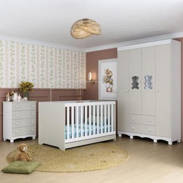 Imagem de Quarto de Bebê Completo com Berço Americano 3 em 1 Ternura Multimóveis Mp4651 Branco/off White