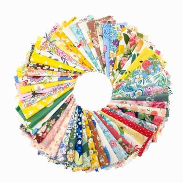 Imagem de iMZoon 100 peças de quadrados de tecido de algodão acolchoado de 12,7 cm x 12,7 cm com bordas onduladas pacotes de berloques para quilting de 12,7 cm x 12,7 cm