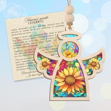 Imagem de Presentes de simpatia para a perda de um ente querido - Ornamento de apanhador de sol de anjo da guarda com cartão - Janela interna para decoração de casa, presentes em memória de animais de estimação