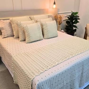 Imagem de Manta Casal, Manta Tricot Sofá Cama Casa Aconchego Home Decor - Somente a Peseira(Areia,Queen)