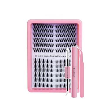 Imagem de Conjunto de Cílios Postiços Cluster Único com Grande Capacidade MXF02-01 Cola e Pinça para Múltiplas Necessidades Maquiagem Uso Diário Encontros Festas Ajuste Quantidade Posição Caixa Armazenamento Ex