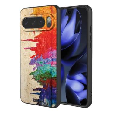 Imagem de OEURVQO Capa artística para Google 10, capa de silicone líquido de toque macio com forro fofo, compatível com carregamento sem fio, capa protetora para Google Pixel 10, aquarela preta