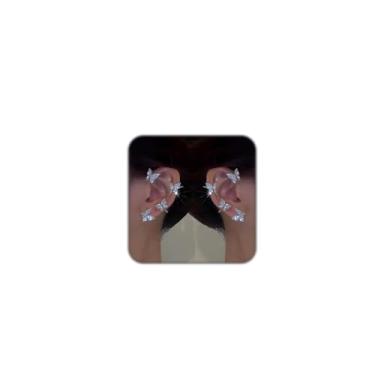 Imagem de Sgoeths Brincos femininos de zircão estilo borla de borboleta sem piercing com clipe de orelha de borboleta, Cobre, Cobre