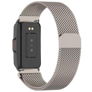 Imagem de HQzon Pulseira de relógio milanesa compatível com relógio inteligente Mindrose H80 de 3,7 cm, de metal de 18 mm, com malha magnética, compatível com rastreadores de fitness Mindrose H80 IP68