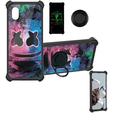 Imagem de Aroepurt Capa compatível com capa de telefone Cloud Mobile Stratus C8 [com protetor de tela de vidro temperado][PC rígido + silicone macio][suporte de anel] [efeito luminoso] YGH-BQ