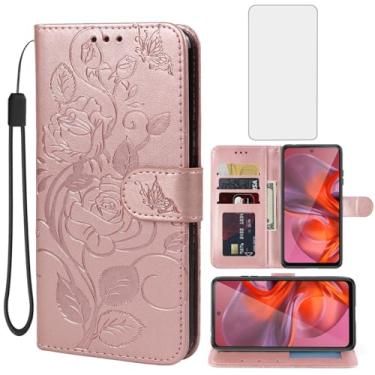 Imagem de Vavies Capa para Moto G05/Moto G15/G15 Power/Moto E15 Capa carteira com protetor de tela de vidro temperado, capa de couro flip suporte para cartão de crédito para Motorola Moto G05 ouro rosa