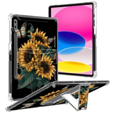 Imagem de Capa para Samsung Galaxy Tab S9 Plus 12,4 polegadas 2023 com suporte e suporte para caneta, capa transparente de TPU à prova de choque para tablet Galaxy Tab S9+ SM-X810/X816B/X818U, borboleta de