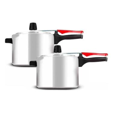 Imagem de Kit 2 Panelas De Pressão Clock Clássica Polida 4,5l Alumínio