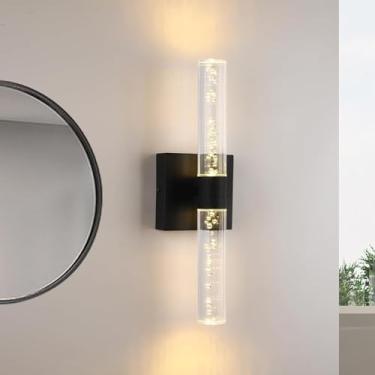 Imagem de Lâmpadas de Parede LED Lâmpada de Espelho Banheiro Arandela Moderna Nórdica Minimalista Acrílico Metal Iluminação de Parede para Sala de Estar Quarto Cabeceira Escada (Luz Neutra Preta, 40 cm)