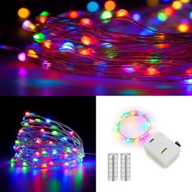 Imagem de Cordão de Cobre Luz Fio de Fada LED 2 Metros 20 Leds 3 Modos Bateria Decoração Natal (1, Colorido RGB)