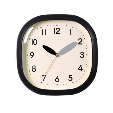 Imagem de Relógio de parede Relógio de parede estilo creme, funcionamento silencioso, sem necessidade furar, alimentado por bateria para decoração de casa(Preto)