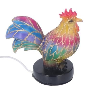 Imagem de Garosa Abajur de Mesa de Galo de Resina Manchada, Luz Noturna LED USB Artesanal Com Brilho Quente, Lâmpada Animal Decorativa de 5,1 Polegadas para Decoração de Casa de Sala de Estar de Quarto