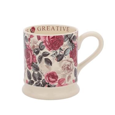 Imagem de SHZMJL Caneca de café de cerâmica floral, 300 ml/ 283.5 g Flores Caneca de café e chá, xícara de chá de porcelana com alça, xícara de café de viagem para casa e escritório (rosa)