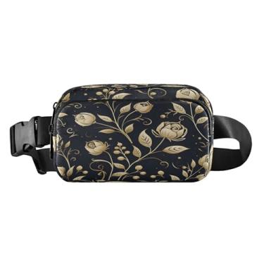 Imagem de CEBUGI Pochetes de caminhada para homens e mulheres, pochete vintage floral moderna resistente à água com cinto ajustável para treino, viagem, corrida