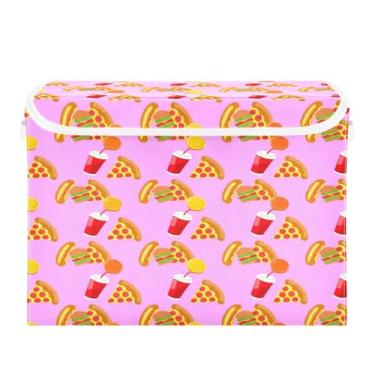 Imagem de STAYTOP Cestos de armazenamento de pizza e bebidas com tampas e alça de transporte, caixas de armazenamento dobráveis organizadores de recipientes para casa, quarto, armário, escritório, berçário
