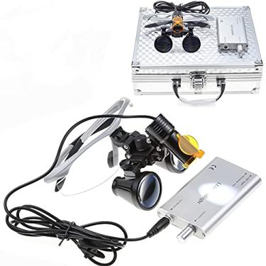 Imagem de uhyOHF Lupa com luz, farol de LED portátil de 5 W com clipe de inserção de filtro para caixa de alumínio de lupas binoculares de 3,5 x 420 mm (