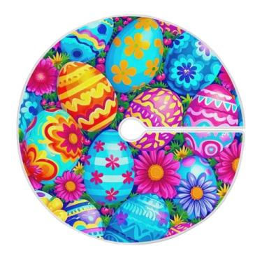 Imagem de Qilmy Saia de árvore de Natal com ovos de páscoa 90 cm, camurça para árvore de Natal, adequada para decoração de armário em ambientes internos e externos, festas, escritórios, lojas, armários222