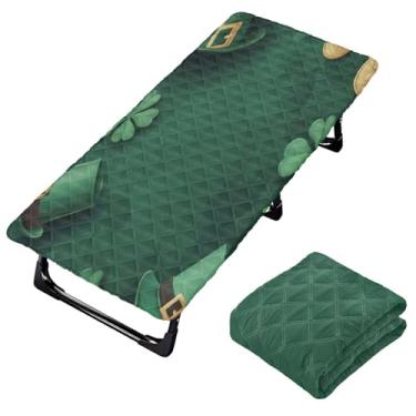 Imagem de Burbuja Lençol de berço de chapéu de São Patrício para crianças, lençol de cochilo acolchoado portátil com faixa elástica para meninas e meninos, lavável na máquina, 63,5 x 127 cm