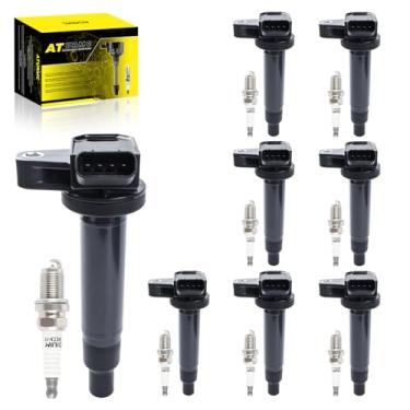 Imagem de ATURMC Conjunto de 8 bobinas de ignição UF493 e velas de ignição compatíveis com Lexus GS430 GX470 LS430 LX470 SC430 SC430 2000-2009 Toyota 4Runner Land Cruiser Sequoia Tundra 4.3L 4.7L V8