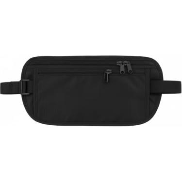 Imagem de Pochete Antifurto para Viagem, Porta Documentos e Dinheiro Unissex, Preta, Resistente à Água, Ajustável, com Compartimentos Organizados, 13x25cm