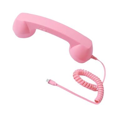 Imagem de FVDPWYE Fone de Ouvido Retrô 2026, Receptor de Celular com Redução de Ruído, USB-C, Estilo Vintage para Telefone Fixo, Ideal para Videoconferências, Rosa