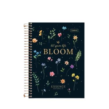 Imagem de Caderno Colegial Cadersil Essence – 10 Matérias, 160 folhas, Floral Elegante Papelaria Premium (Preto)