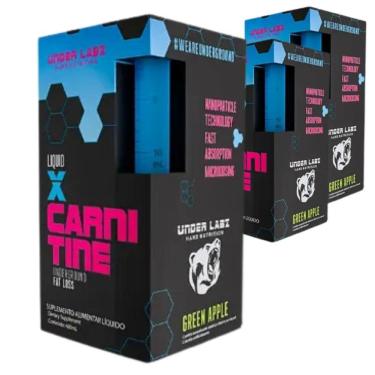 Imagem de Kit 2 L-carnitina Liquida X-carnitine 2000mg Under Labz Sabor Maçã Verde