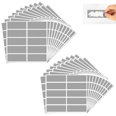 Imagem de Diakey Pacote com 400 adesivos para raspar, grande 6,5 x 2,5 cm e 2,4 x 0,8 cm, etiquetas retangulares para cartões de raspar DIY, ingressos, cinza
