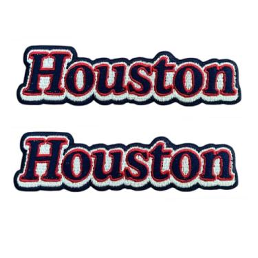 Imagem de B-Sheep 2 peças Houston Word Bold Letters Football Patch bordado ferro em adesivos para decorar roupas de artesanato