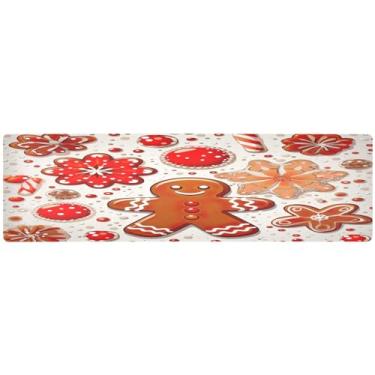 Imagem de Pão de gengibre de Natal e guirlanda de Natal, tapete longo para mesa de jantar, tripé de mesa de cozinha