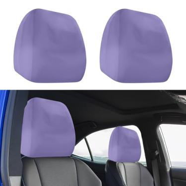 Imagem de Hbxdeco 2 peças de capa de encosto de cabeça de carro, capas de encosto de cabeça de tecido elástico macio para carros, protetor de encosto de cabeça automotivo antisujidade, capa flexível para