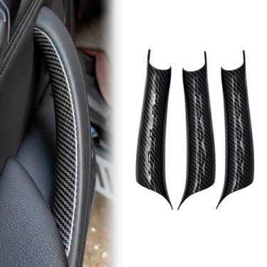Imagem de BJchiwu 3 peças de acabamento de maçaneta de porta interior para BMW X5 F15 F85 (2014–2018) X6 F16 F86 (2015–2018), não pegajoso, não desmonte, instalação esquerda e direita, padrão de fibra de