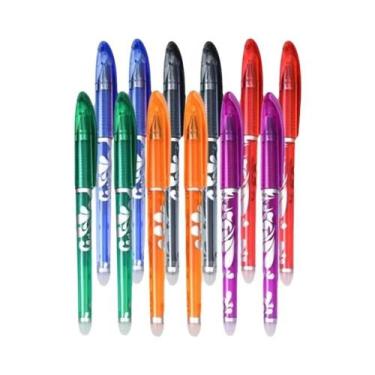 Imagem de Canetas Gel Coloridas Apagáveis 12pcs Ponta Média 0.5mm Escrita Suave 