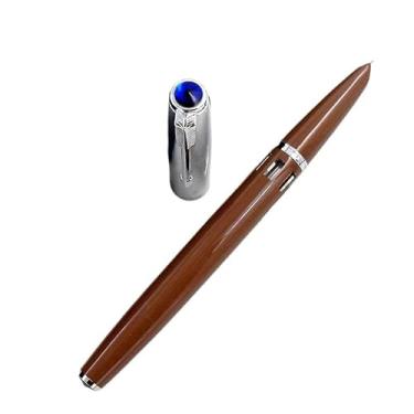 Imagem de Clouism Canetas-tinteiro com enchimento de pistão de pressão design de tinta visível material de escritório escolar papelaria ponta EF/F presente de escrita (café, F 0,5 mm)