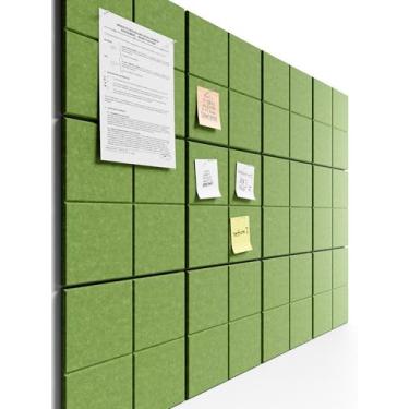 Imagem de Bumusty Quadro de cortiça grande alternativo - 47 x 35 azulejos de quadro de avisos de feltro, com 30 pinos, 70 abas adesivas, 12 painéis de parede de ripas, quadros de cortiça para escritório placa