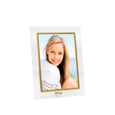Imagem de Porta Retrato Vidro Reto Prime Filete Dourado 10x15 Vertical  Tuut - Y