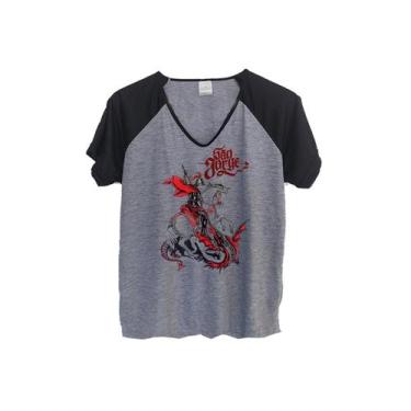Imagem de 1 Camiseta São Jorge  BabyLook Raglan Santo Guerreiro Dragão Personali