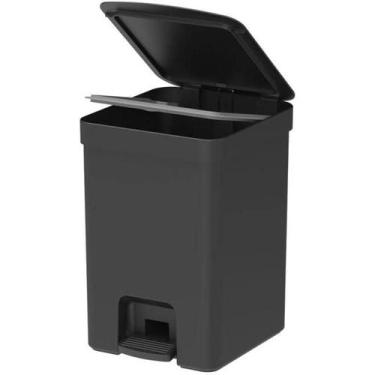 Imagem de Lixeira Dupla 12l Banheiro Cozinha Reciclagem Ou Cor Preto, Preto
