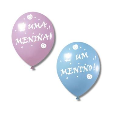 Imagem de Kit Chá Revelação Balões Bexiga Boy Girl Menina Menino 40 Un - TAMAROZ