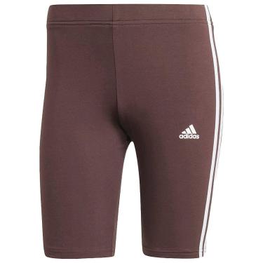 Imagem de Shorts Adidas Biker 3 Stripes Feminino Marrom-Feminino