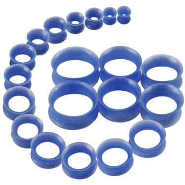 Imagem de WINSENET 20 peças de alargadores de orelha de silicone flexíveis 2G-25 mm alargadores macios alargadores de orelha alargadores de orelha alargadores de orelha pretos brincos piercings joias para